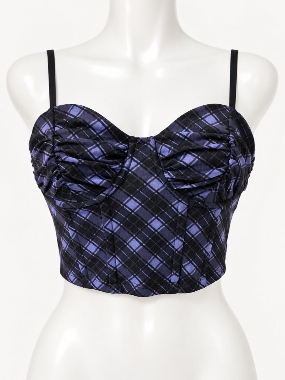 TWIK Simons Purple Plaid Bustier Corset Crop Top Y2K Size S